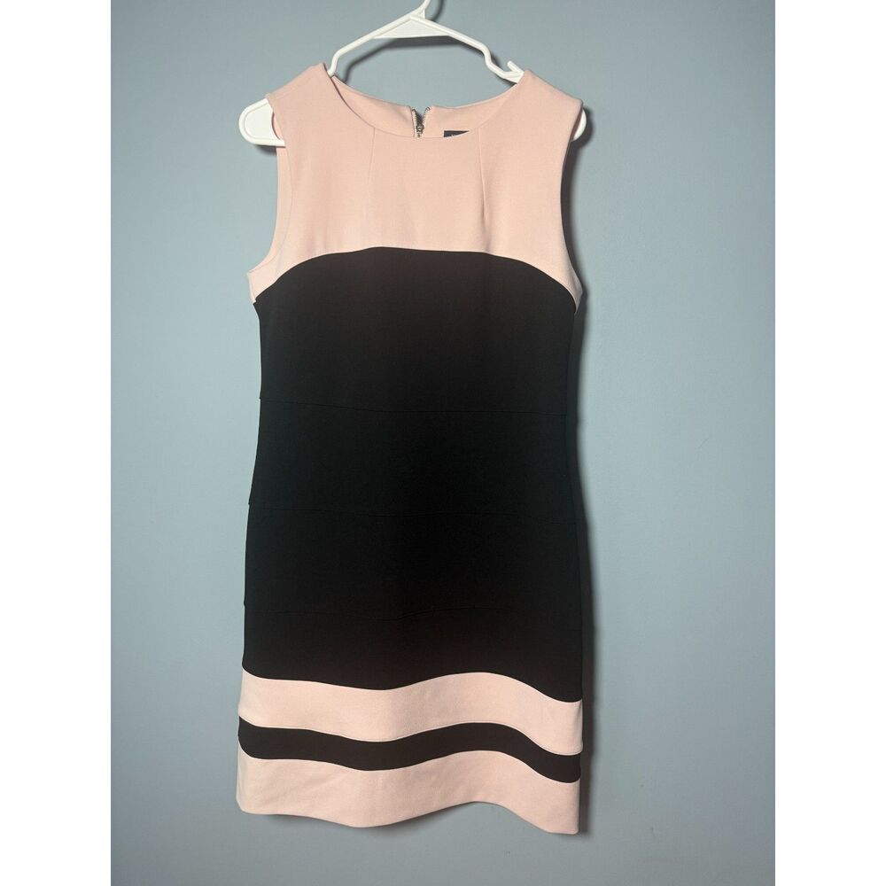 Tommy Hilfiger NWT Sleeveless Colorblock Striped Sheath Dress Pink & Black Siz